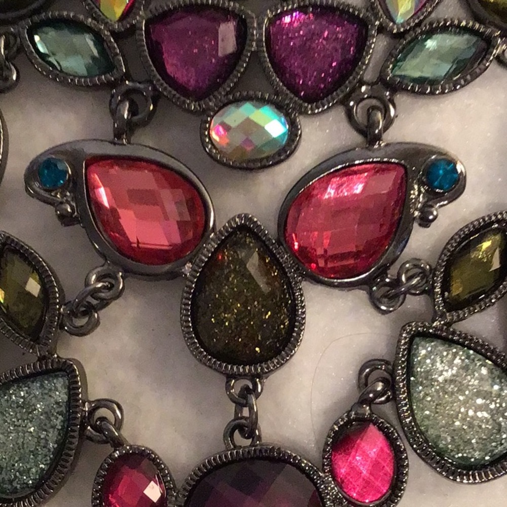 Statement Multi Colored Stone Necklace With Match… - image 2